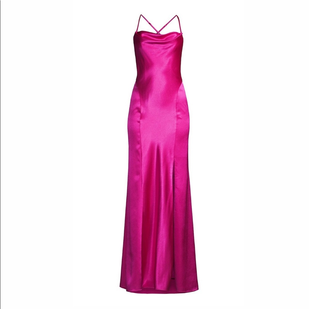 Aidan by Aidan Mattox Satin Cowl Neck Gown
